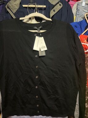 Banana Republic Black Button-Front Cotton Cardigan